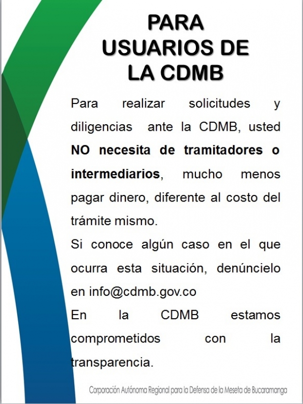 Diligencias en la CDMB,  se hacen sin tramitadores